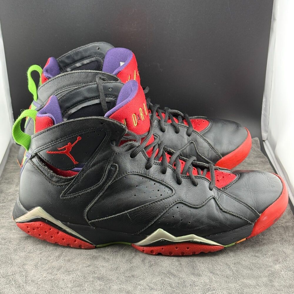 Men's Air Jordan 7 Retro 2015 Marvin The Martian Sneakers Black Red US Size 12